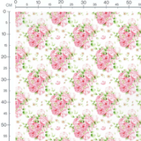Tissu - Fleurs blanches et boutons verts