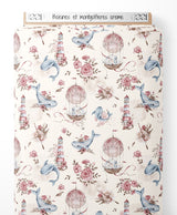 Tissu - Baleines et montgolfières crème