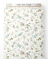 Tissu - Feuilles vertes et beige
