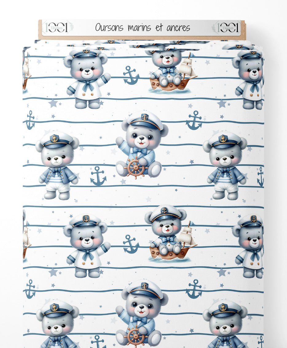 Tissu - Oursons marins et ancres