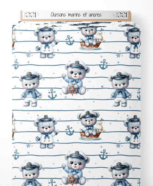 Tissu - Oursons marins et ancres