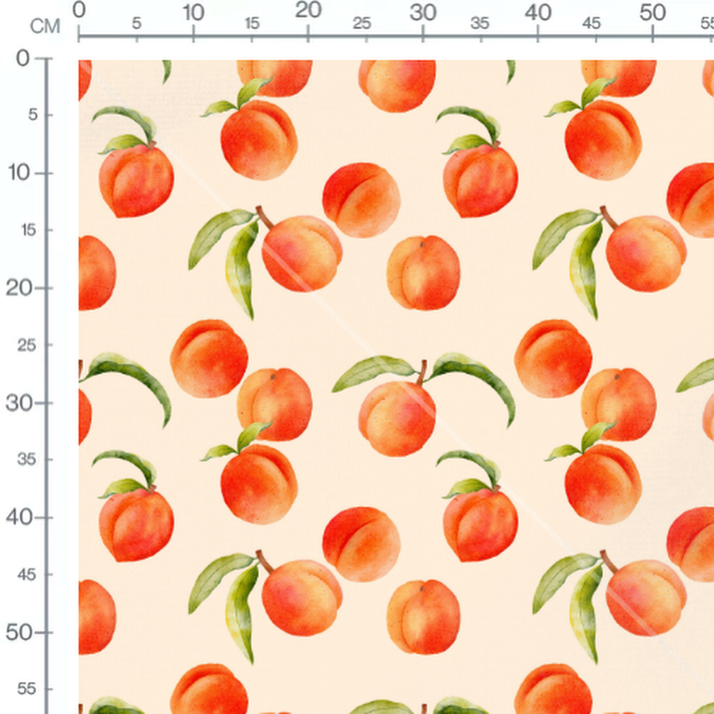 Tissu - Pêches orange sur fond crème
