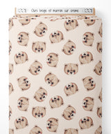 Tissu - Ours beige et marron sur crème