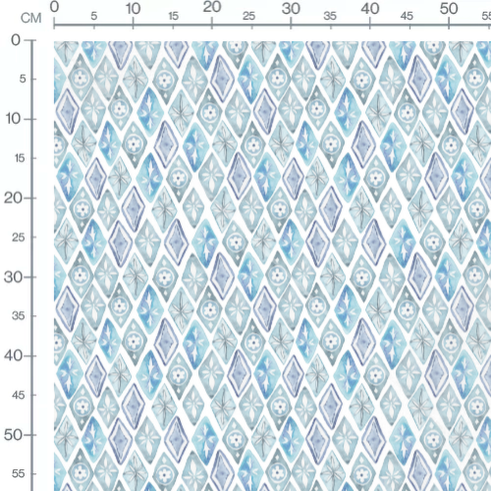 Tissu - Losanges bleus et gris