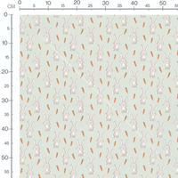 Tissu - Lapins joyeux et carottes fraîches