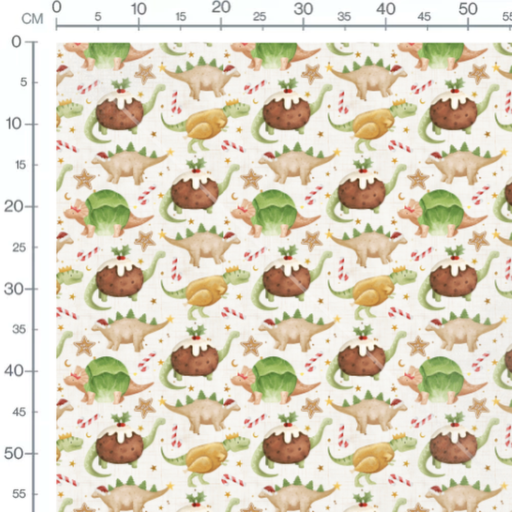 Tissu - Dinosaures et desserts de Noël