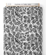 Tissu - Graphisme de feuilles noires