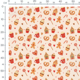 Tissu - Festin de Noël en beige