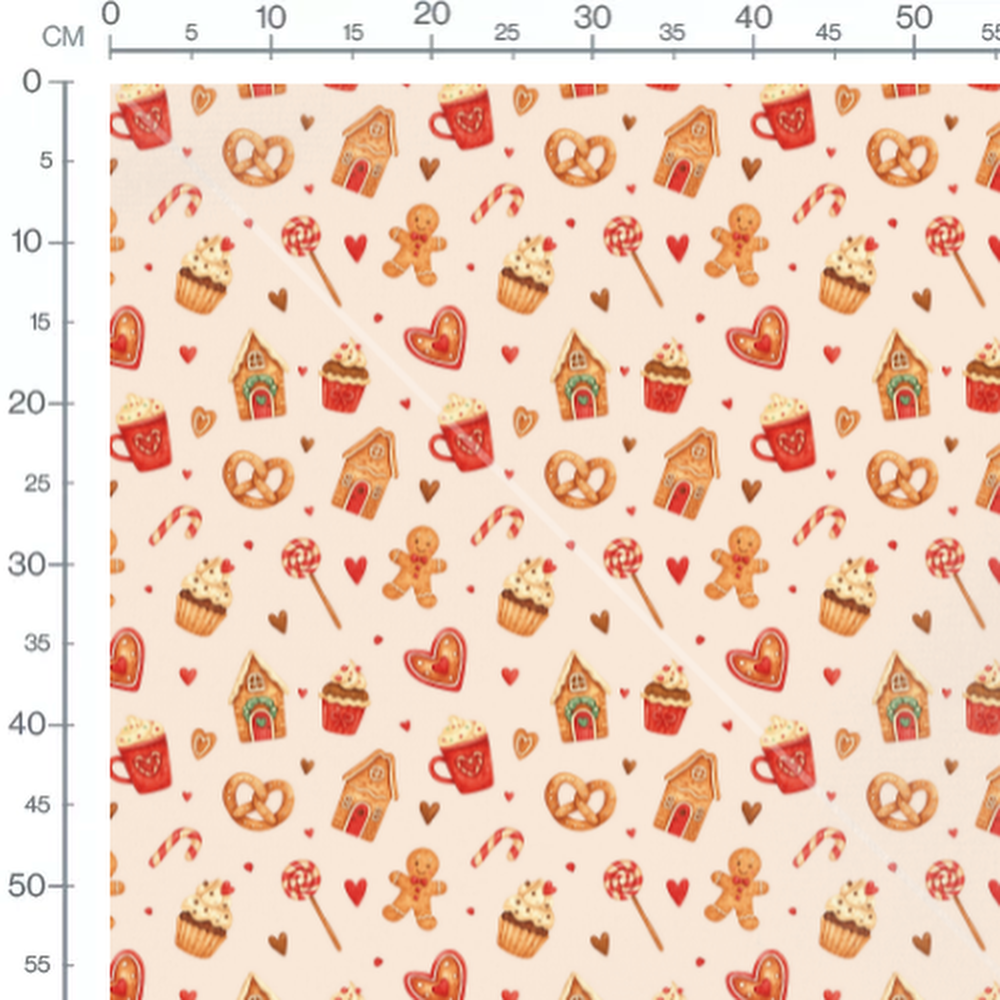 Tissu - Festin de Noël en beige