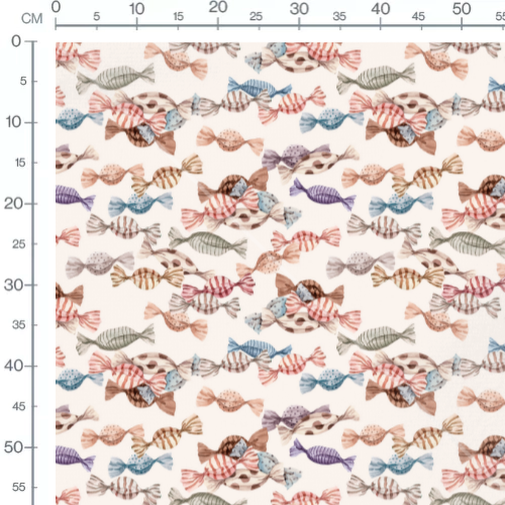 Tissu - Bonbons vifs sur crème