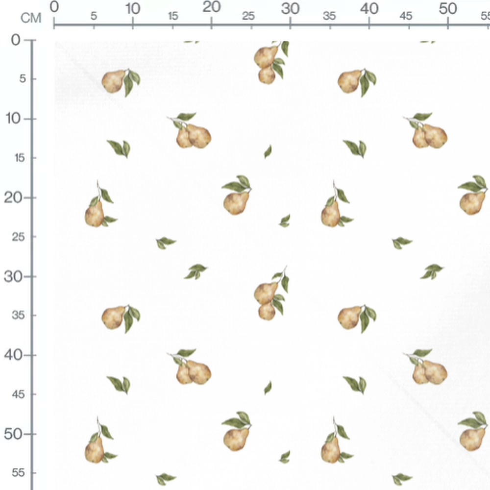 Tissu - Poires jaunes et feuilles vertes