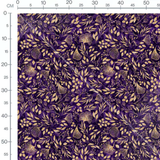 Tissu - Fleurs dorées sur violet
