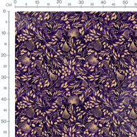 Tissu - Fleurs dorées sur violet