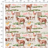 Tissu - Animaux variés et herbe verte