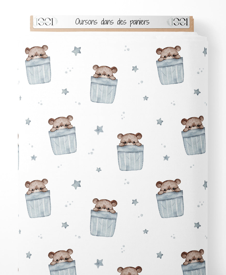 Tissu - Oursons dans des paniers
