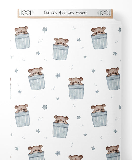 Tissu - Oursons dans des paniers