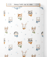 Tissu - Animaux festifs sous les étoiles