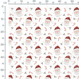 Tissu - Père Noël et cannes rouges
