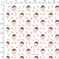 Tissu - Père Noël et cannes rouges
