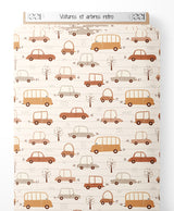 Tissu - Voitures et arbres rétro