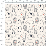 Tissu - Animaux de savane dessinés