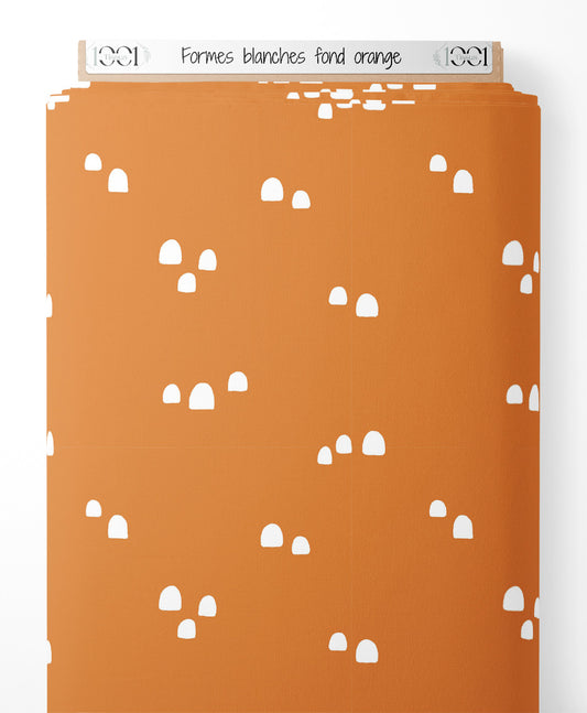 Tissu - Formes blanches sur fond orange