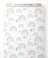 Tissu - Arcs-en-ciel pastel et nuages