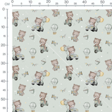 Tissu - Oursons sur fond vert pâle