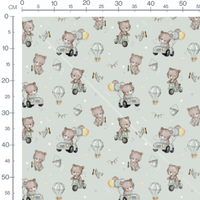 Tissu - Oursons sur fond vert pâle