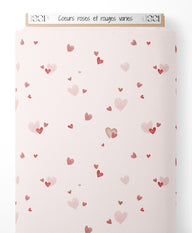 Tissu - Cœurs roses et rouges variés