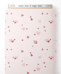 Tissu - Cœurs roses et rouges variés