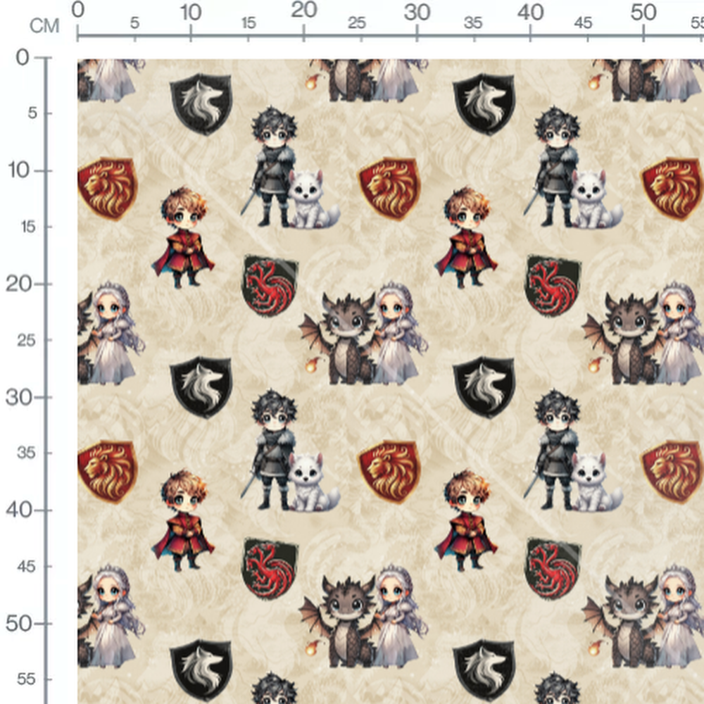 Tissu - Personnages et blasons médiévaux