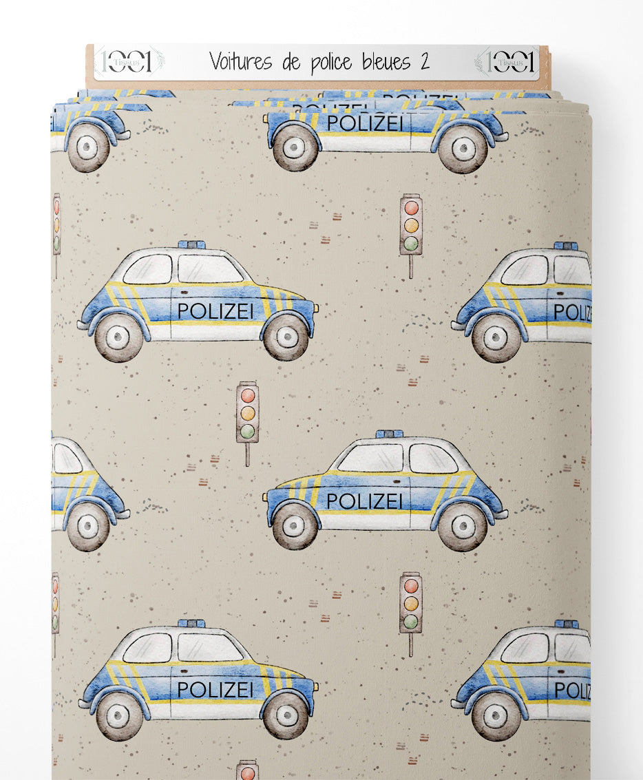 Tissu - Voitures de police bleues 2