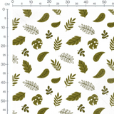 Tissu - Feuilles vertes sur blanc