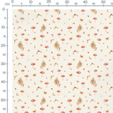 Tissu - Champignons et papillons beige