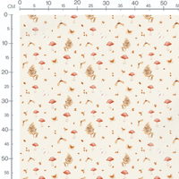 Tissu - Champignons et papillons beige