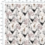 Tissu - Cerfs et feuillages artistiques