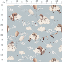 Tissu - Nuages et ballons bleus