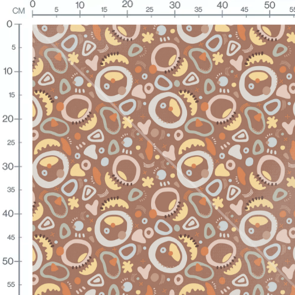 Tissu - Formes dynamiques sur marron