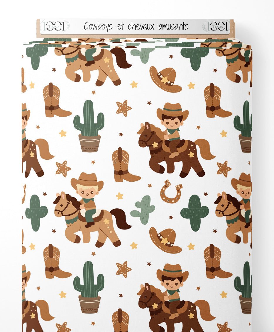 Tissu - Cowboys et chevaux amusants