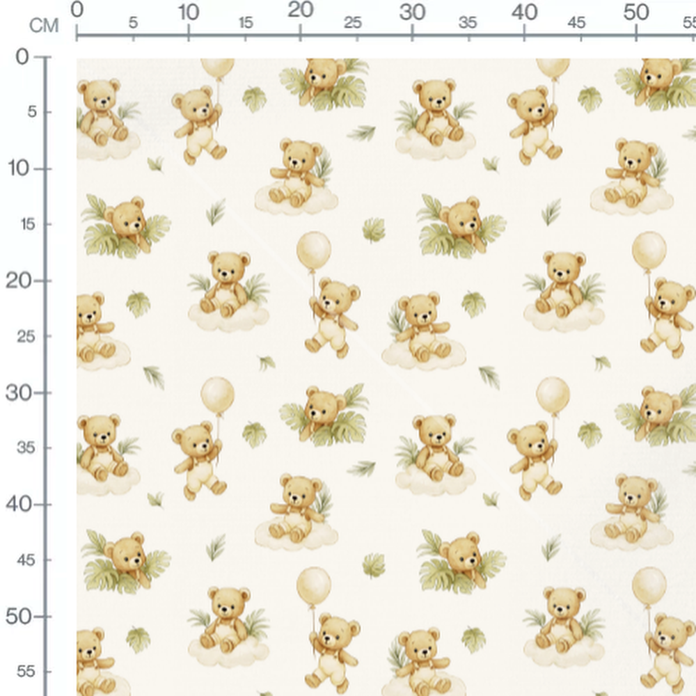 Tissu - Oursons et ballons crème