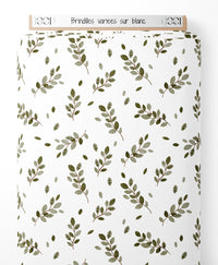 Tissu - Brindilles variées sur blanc