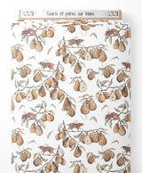 Tissu - Souris et poires sur blanc
