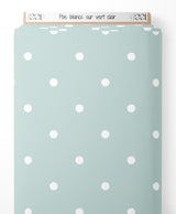 Tissu - Pois blancs sur vert clair