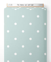 Tissu - Pois blancs sur vert clair