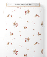Tissu - Brindilles marron sur fond blanc