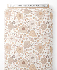 Tissu - Fleurs beige et marron doux
