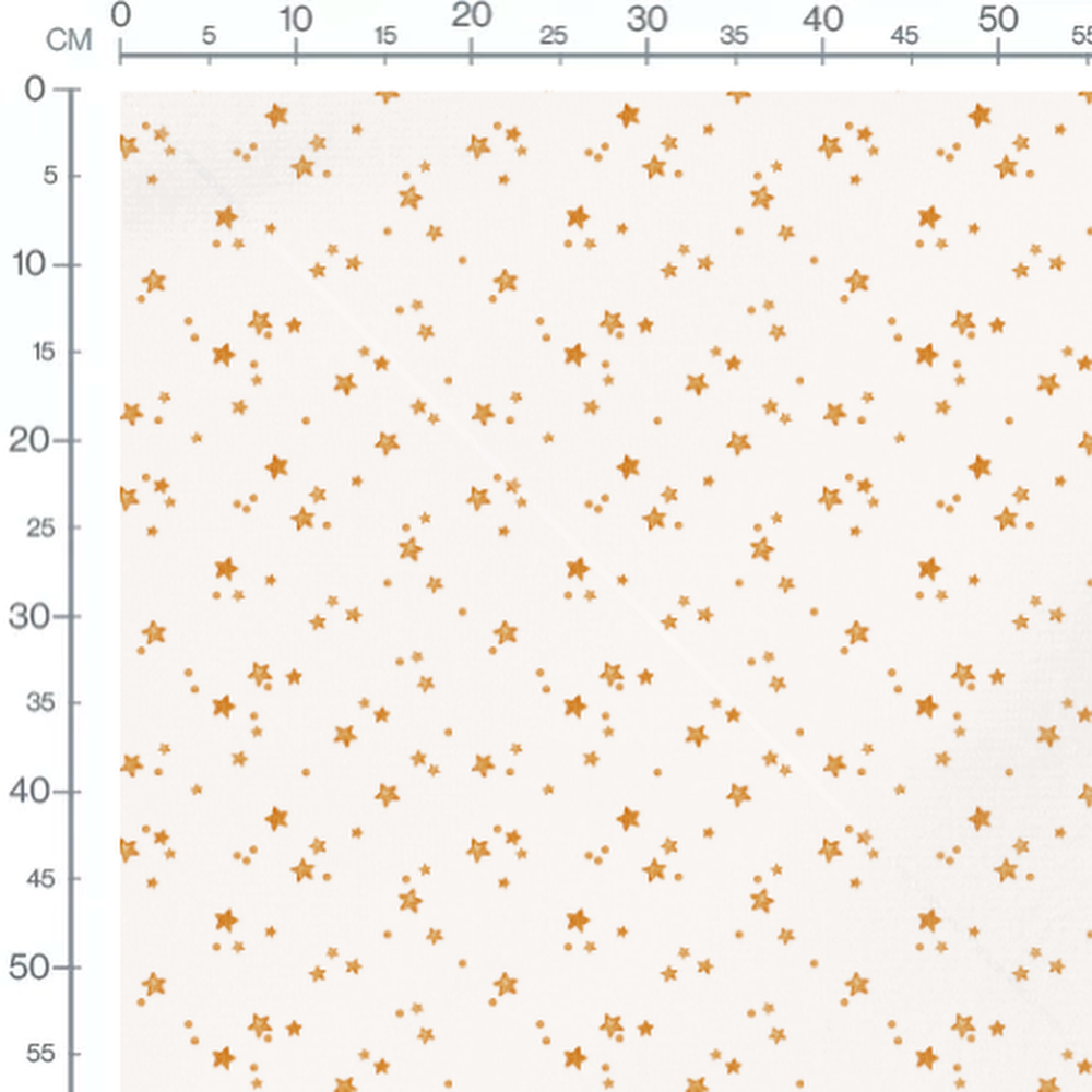 Tissu - Étoiles dorées sur fond blanc