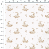 Tissu - Lapins sur lune fleurie