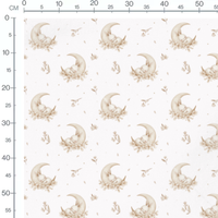 Tissu - Lapins sur lune fleurie